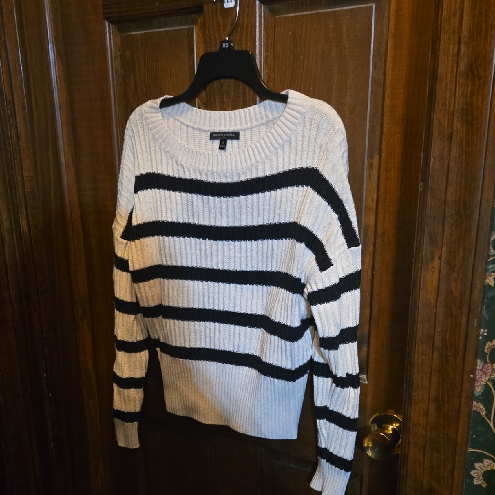 Banana Republic Black and White Striped Sweater